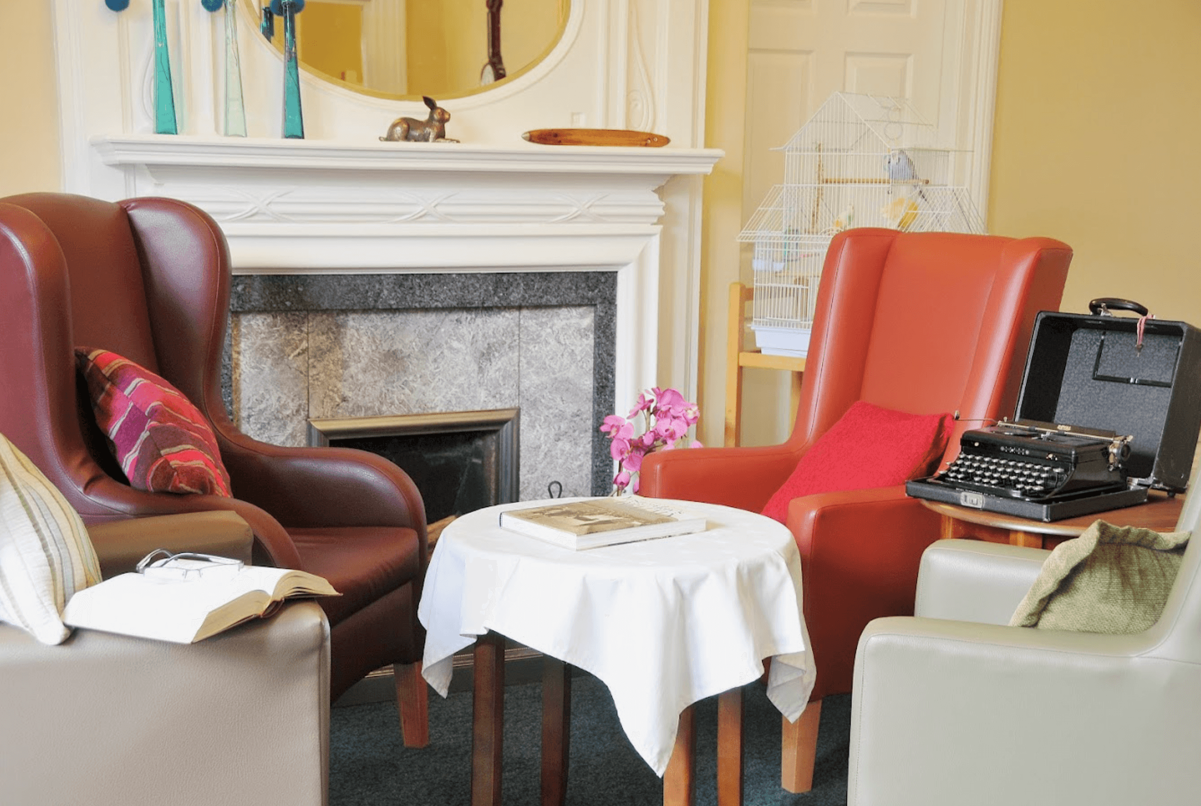 Lounge of Cleveland House care home in Huddersfield, West Yorkshire