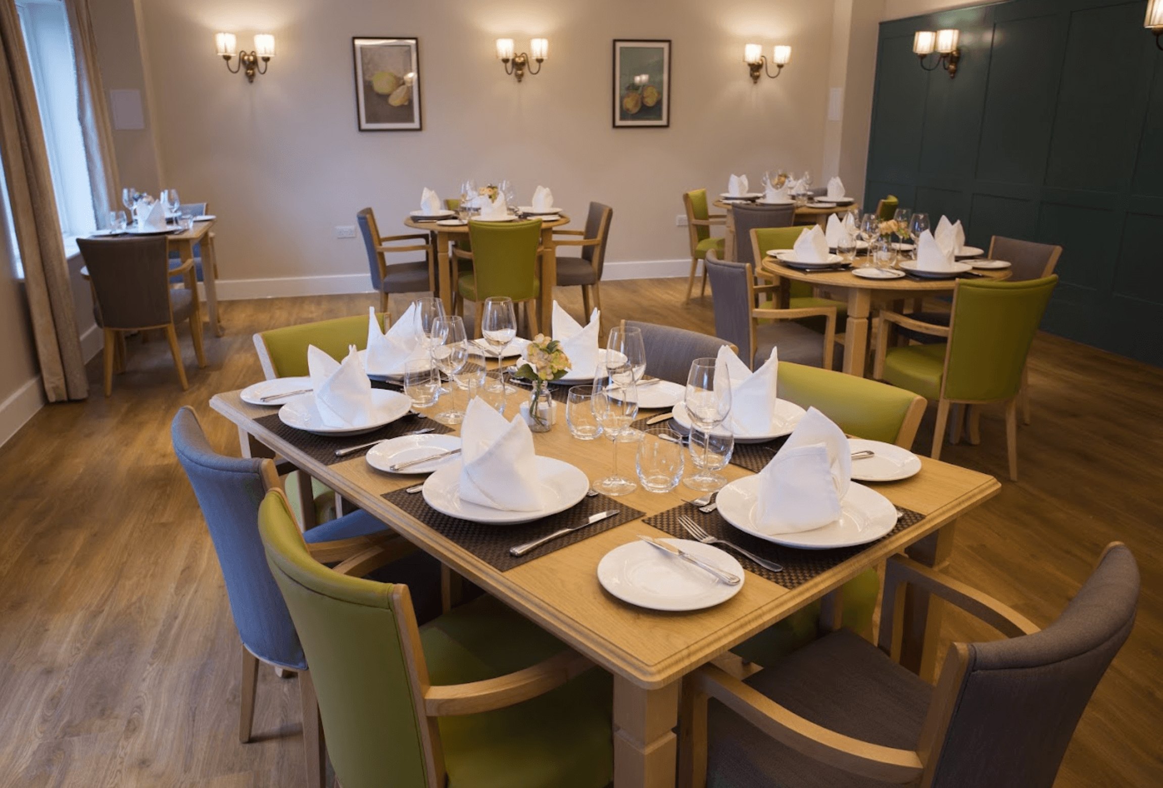 Dining room of The Goldbridge care home in Haywards Health, Sussex