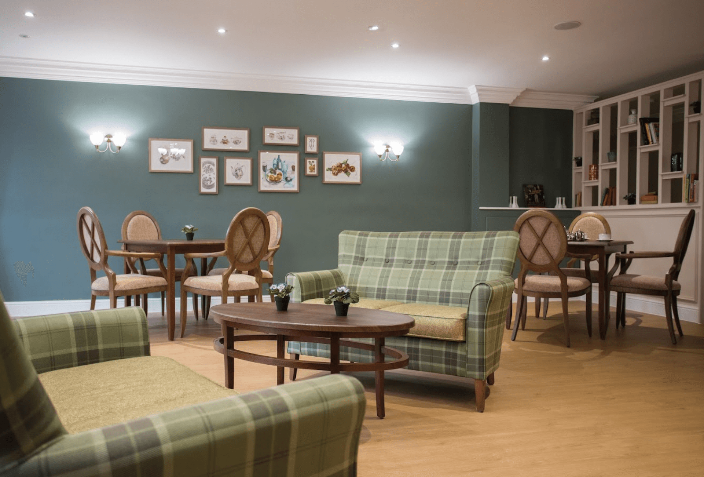 Lounge of Wykebeck Court care home in Leeds, Yorkshire