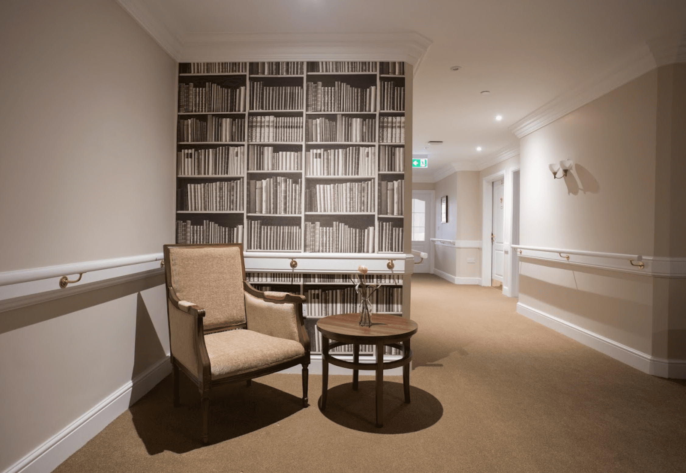 Hallway of Wykebeck Court care home in Leeds, Yorkshire