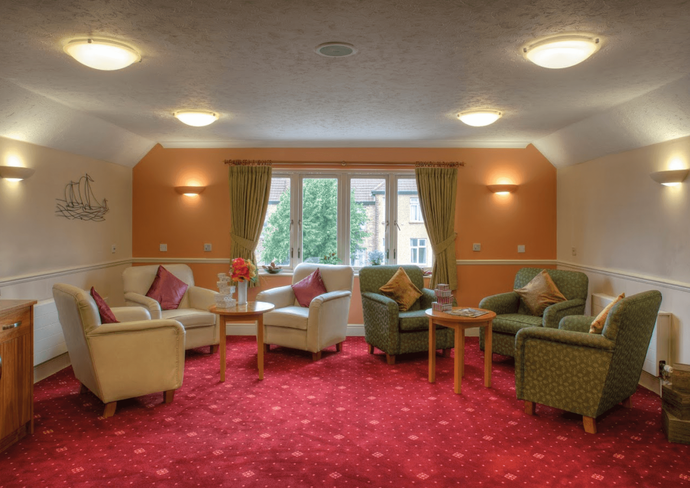 Lounge of Middlesex Manor care home in Wembley, London