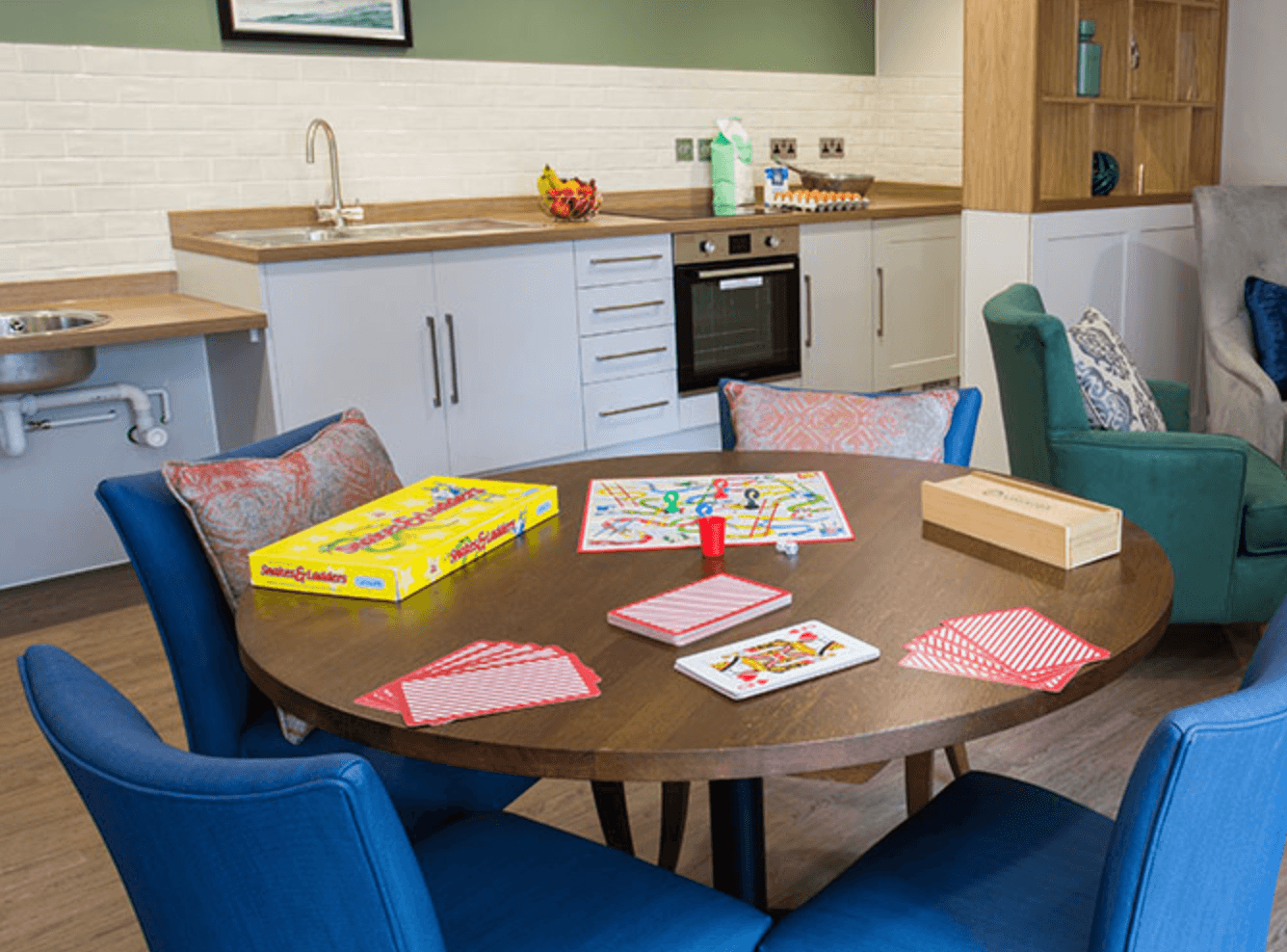 Activities room of Erskine Hall care home in Northwood, London