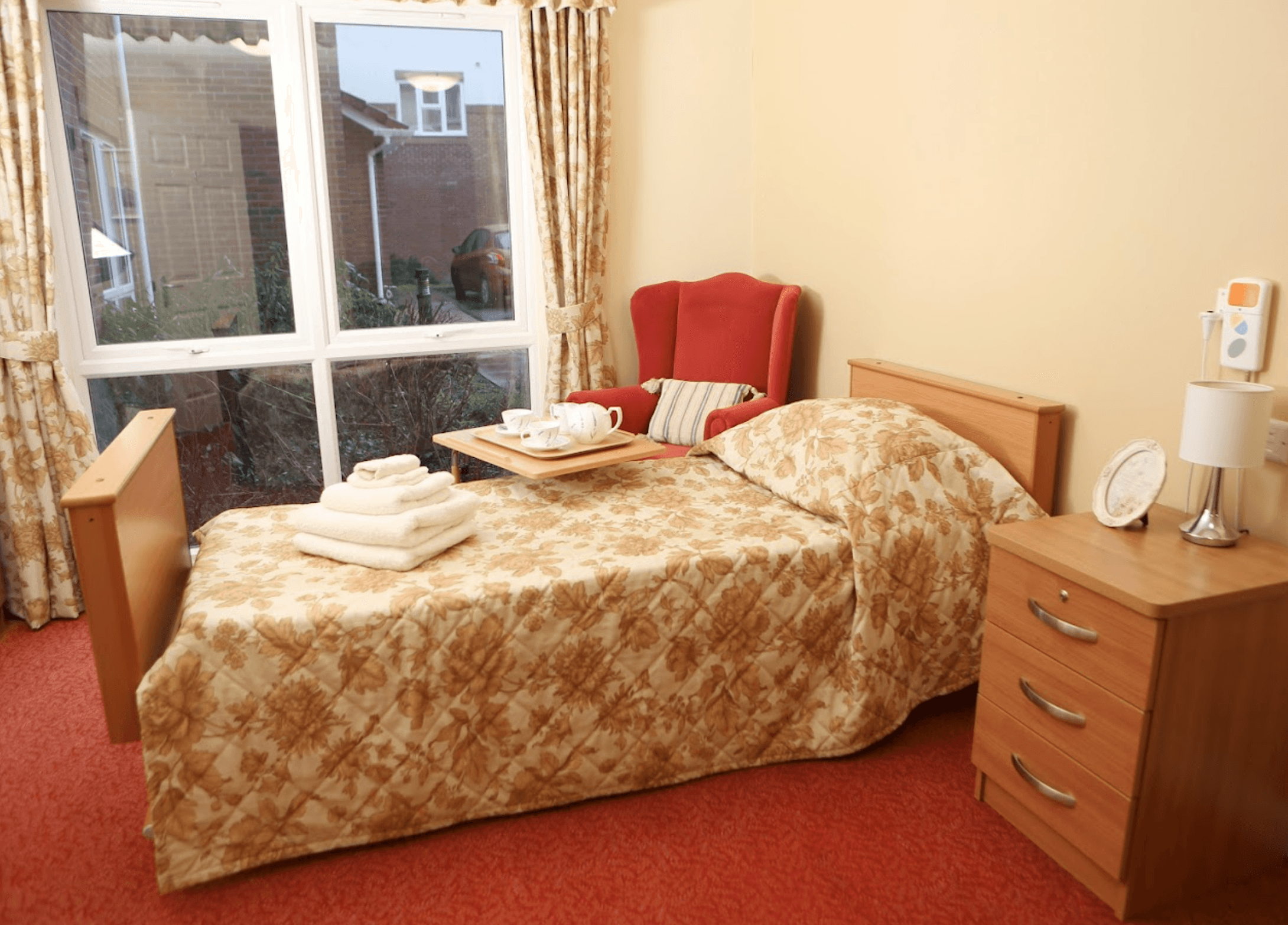 Bedroom of The Springs care home in Malvern, Worcestershire