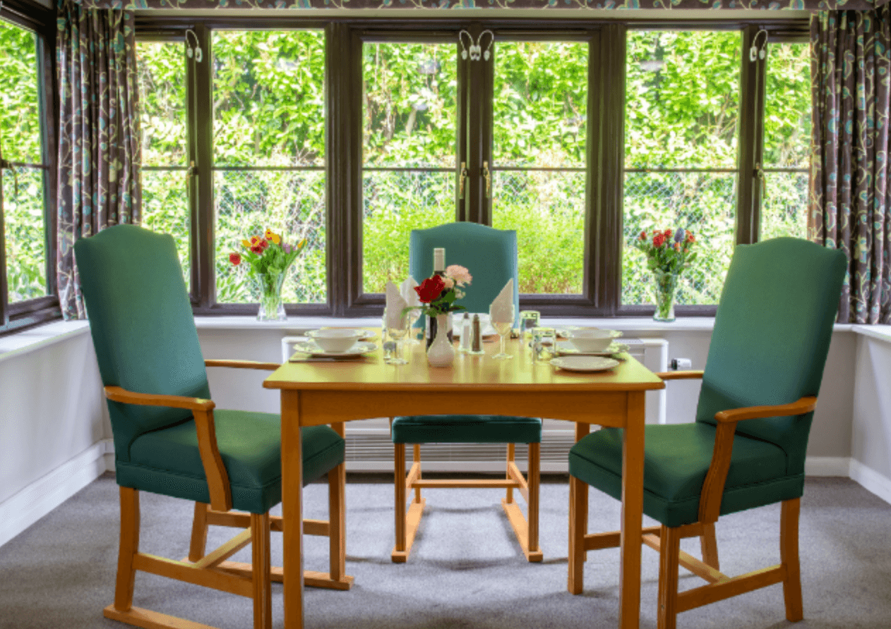 Dining room of Premier Court care home in Bishop's Stortford, Hertfordshire