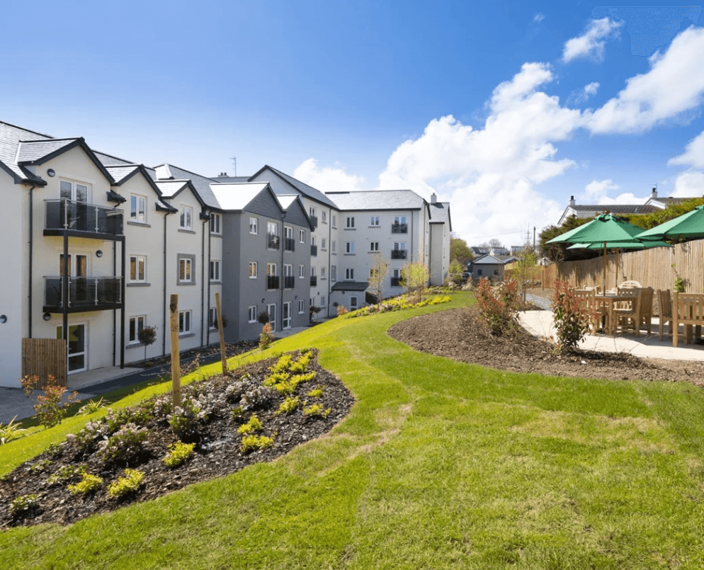 Exterior of Plas Glanrafon retirement development in Benllech, Isle of Anglesey