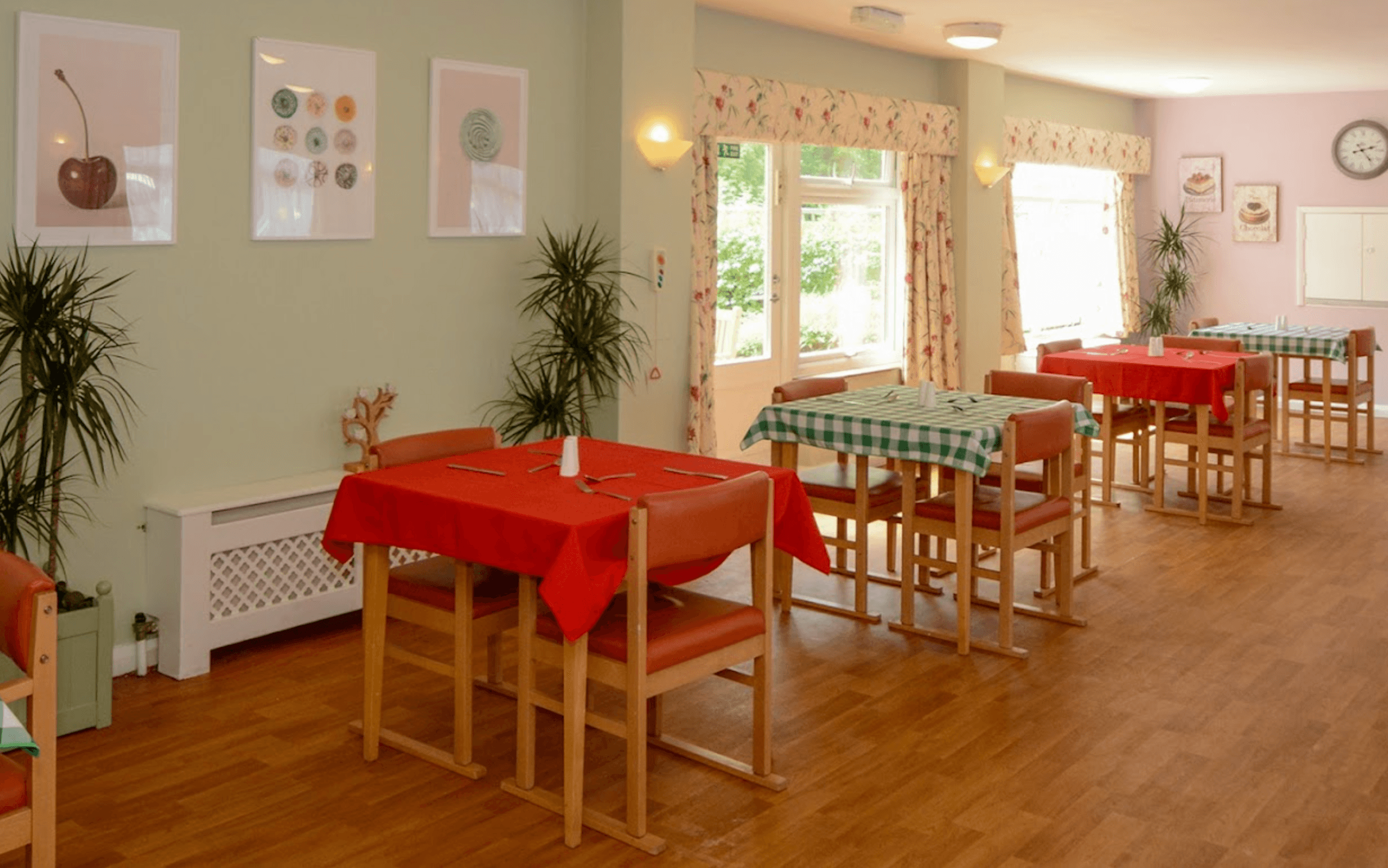 Dining room of Elizabeth House care home in Poole, Hampshire