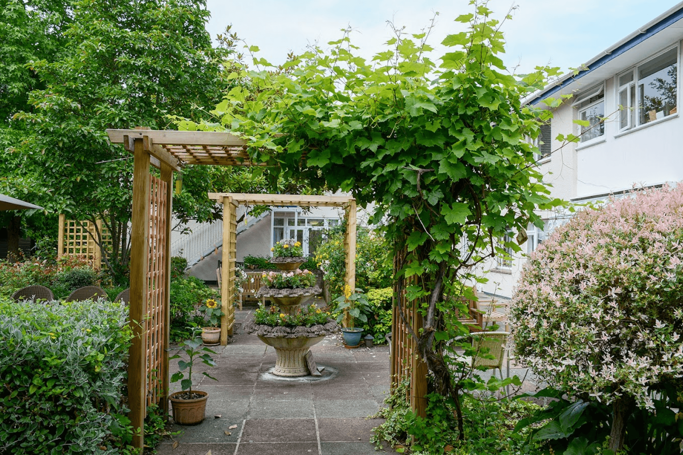 Garden of Dorset House care home in Poole, Hampshire