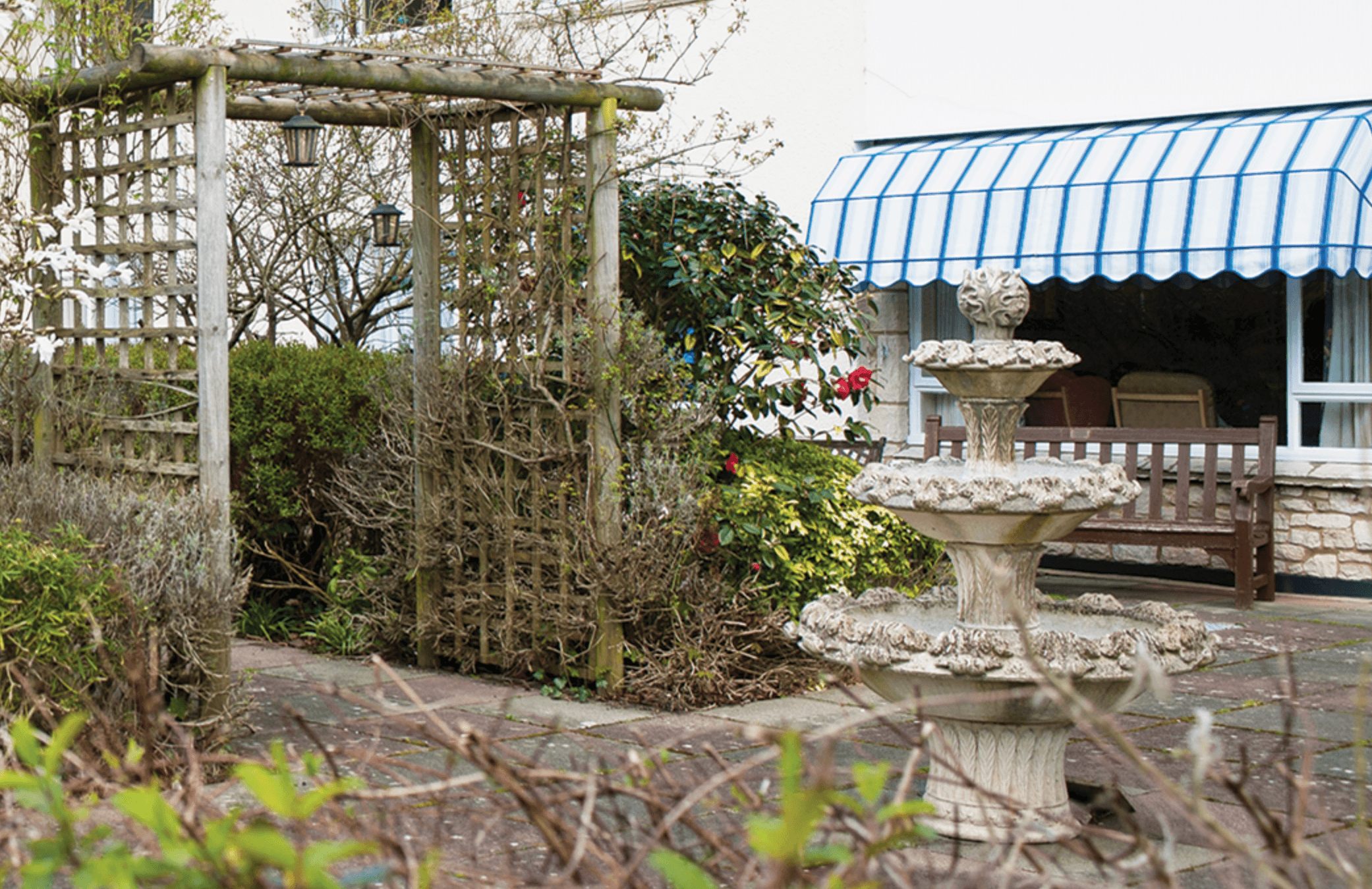 Garden of Dorset House care home in Poole, Hampshire