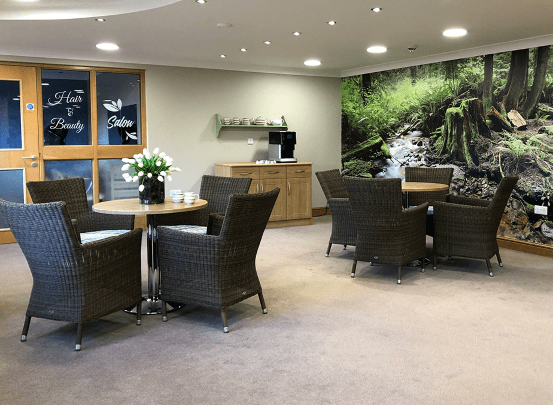 Dining room of Fern Brook Lodge care home in Gillingham, Dorset