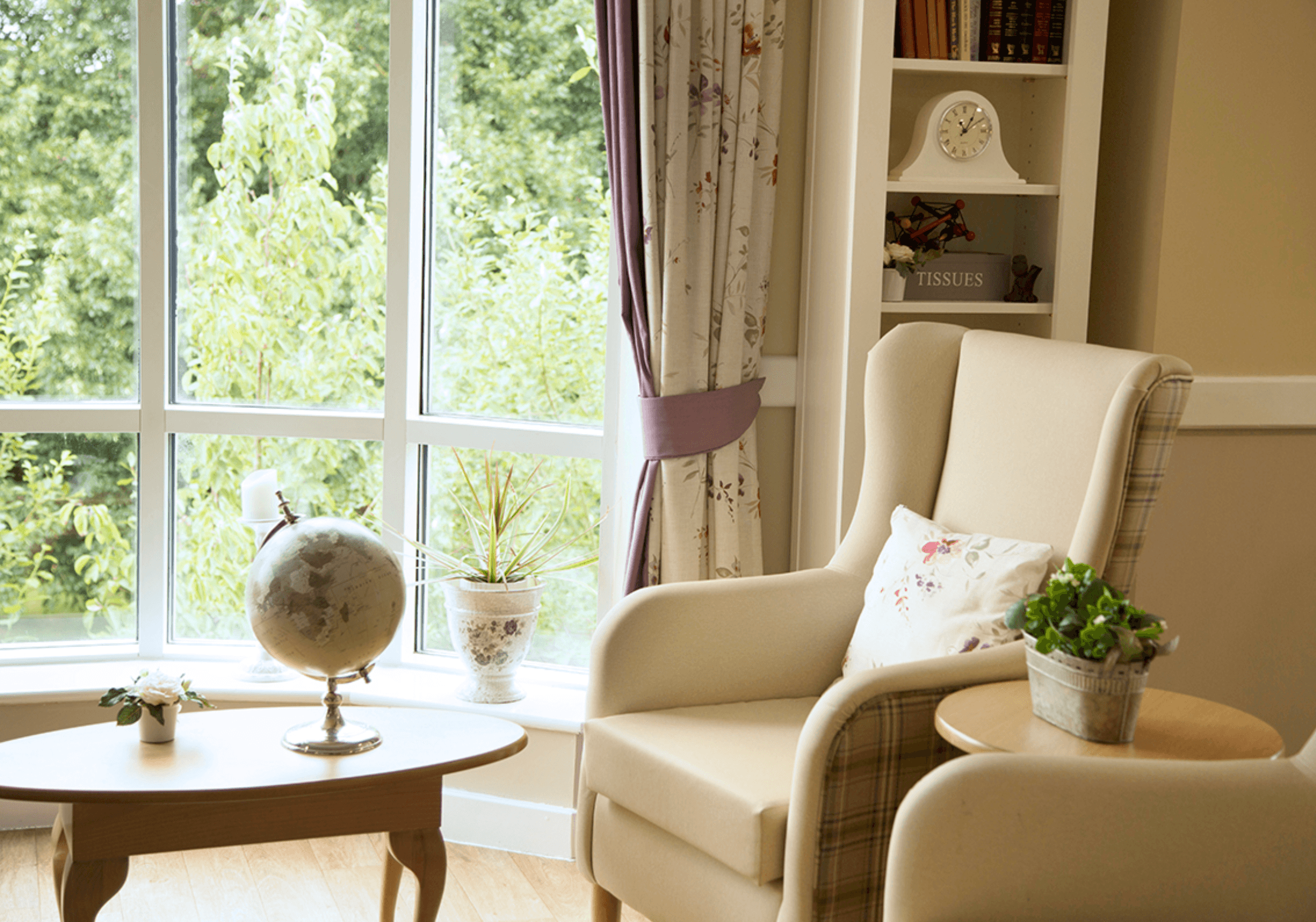 Lounge of Hampden Hall care home in Aylesbury, Buckinghamshire