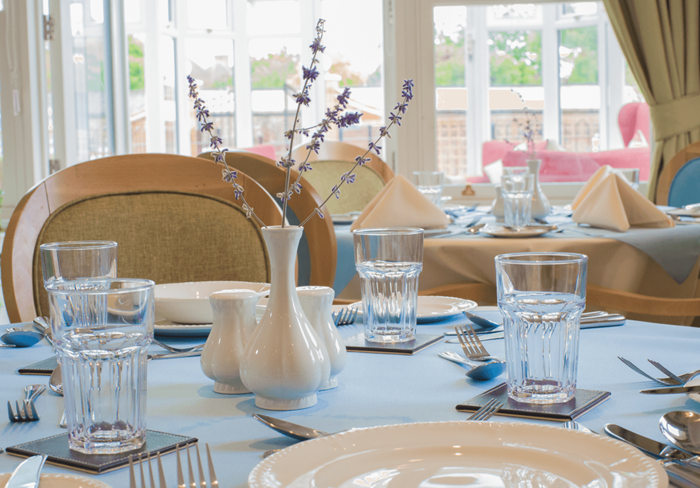 Dining area of Kingfisher care home in Cheshunt, Hertfordshire