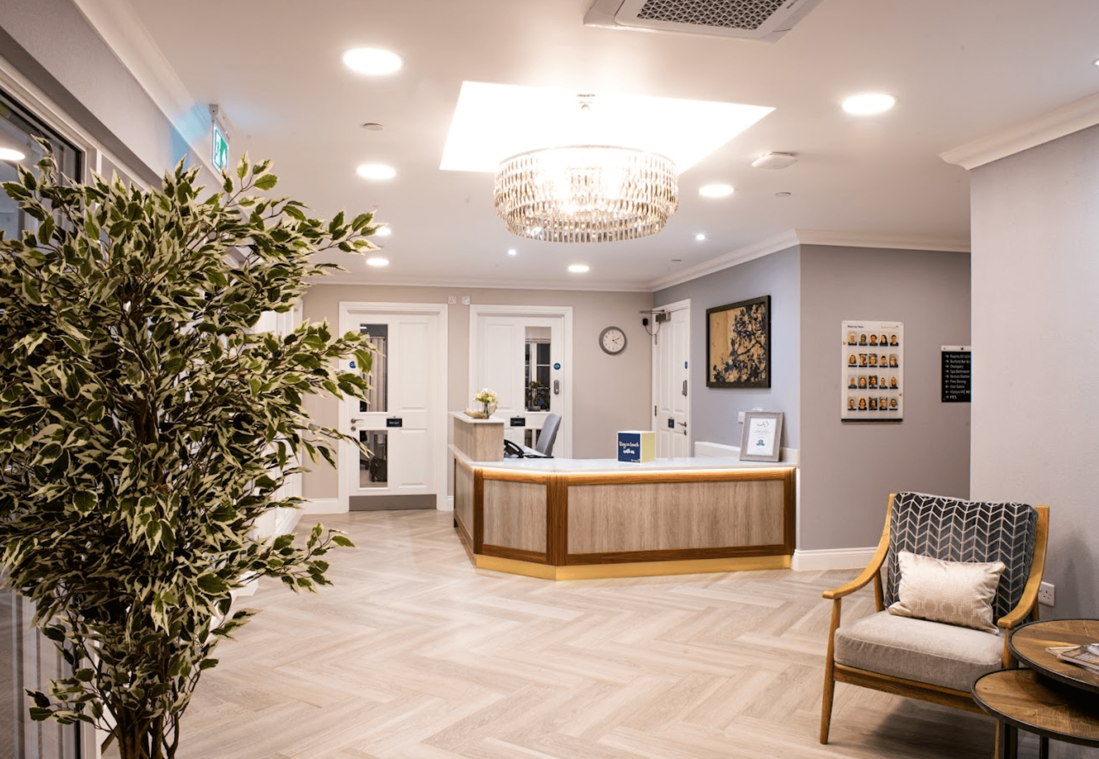 Reception of Burford Grange care home in Rickmansworth, Hertfordshire 