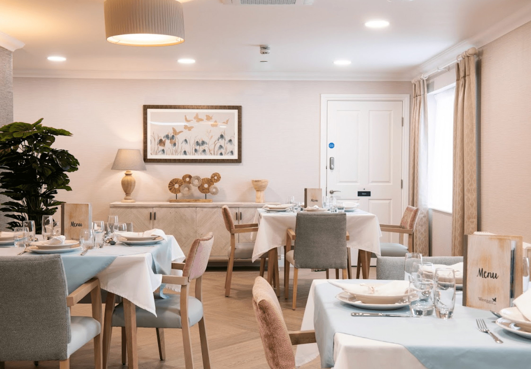 Dining area of Burford Grange care home in Rickmansworth, Hertfordshire 