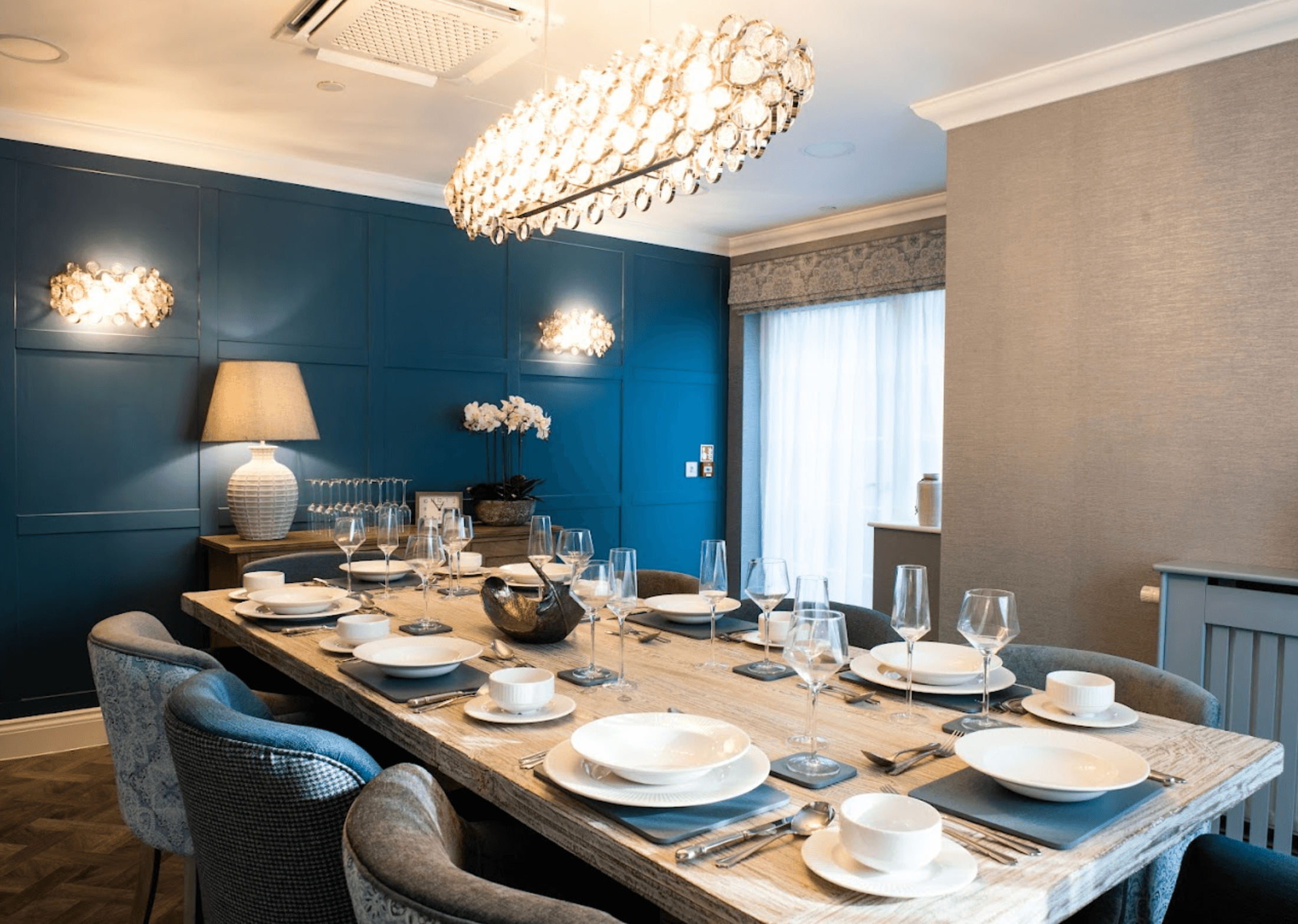 Private dining area of Burford Grange care home in Rickmansworth, Hertfordshire 