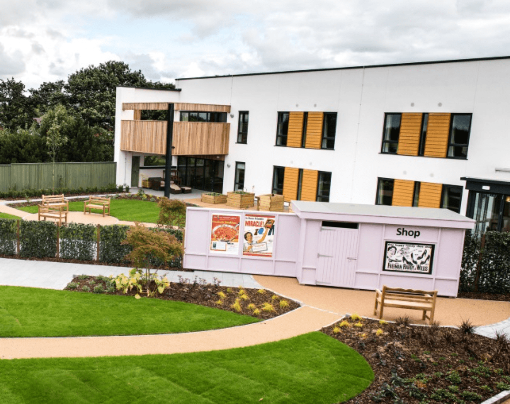 Garden of Ty Cariad care home in Cae Eithin, Abergele