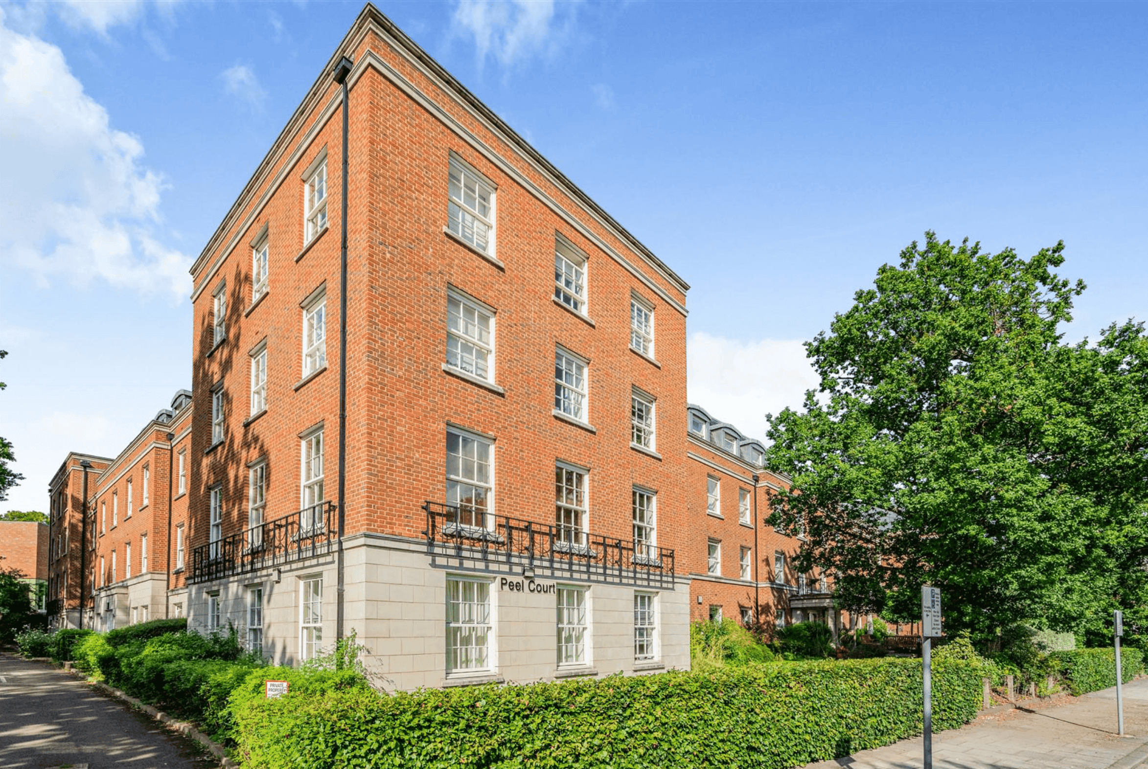 Exterior of Peel Court retirement development in Welwyn Garden City, Hertfordshire