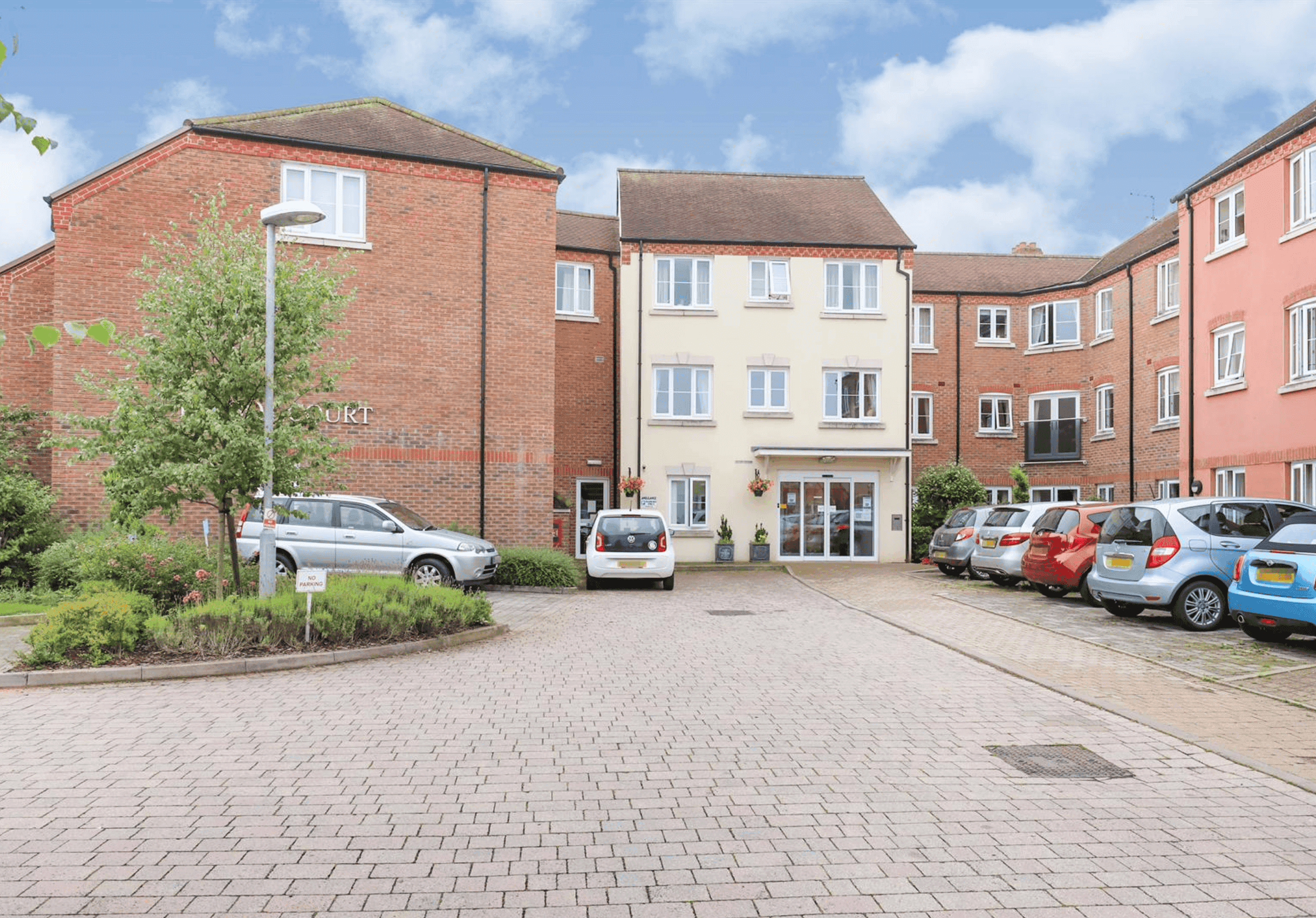 Exterior of Talbot Court retirement development in Bridgnorth, West Midlands