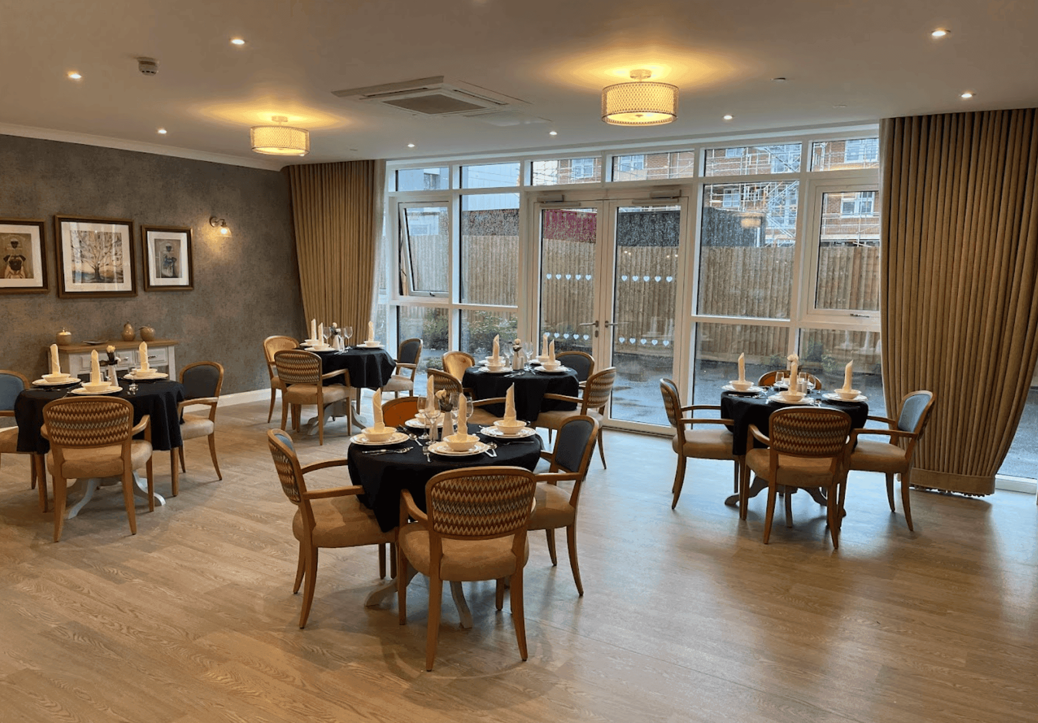 Dining area of Beeston Rise care home in Beeston, Nottinghamshire