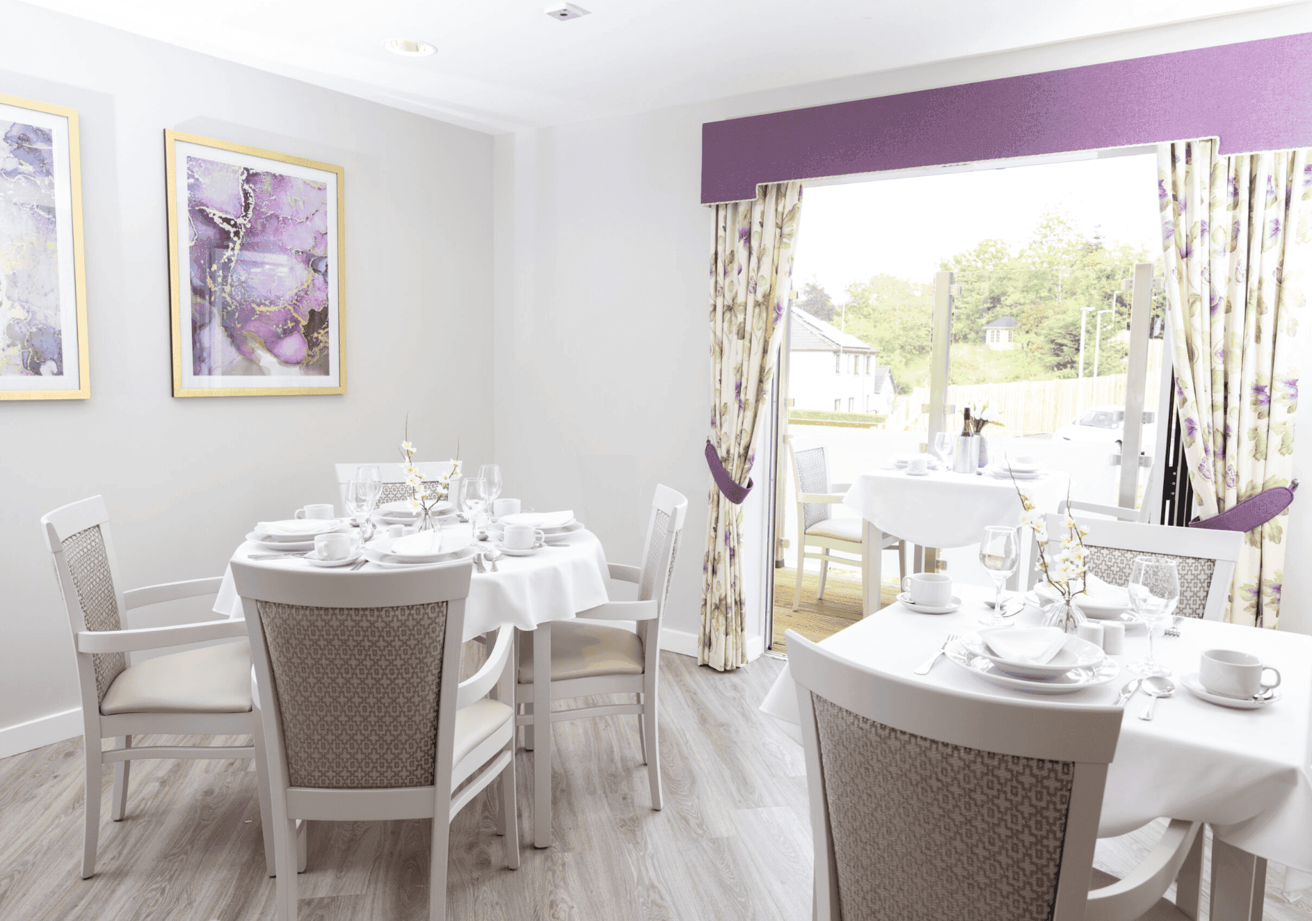 Dining room of Mearns View care home in Glasgow, Scotland