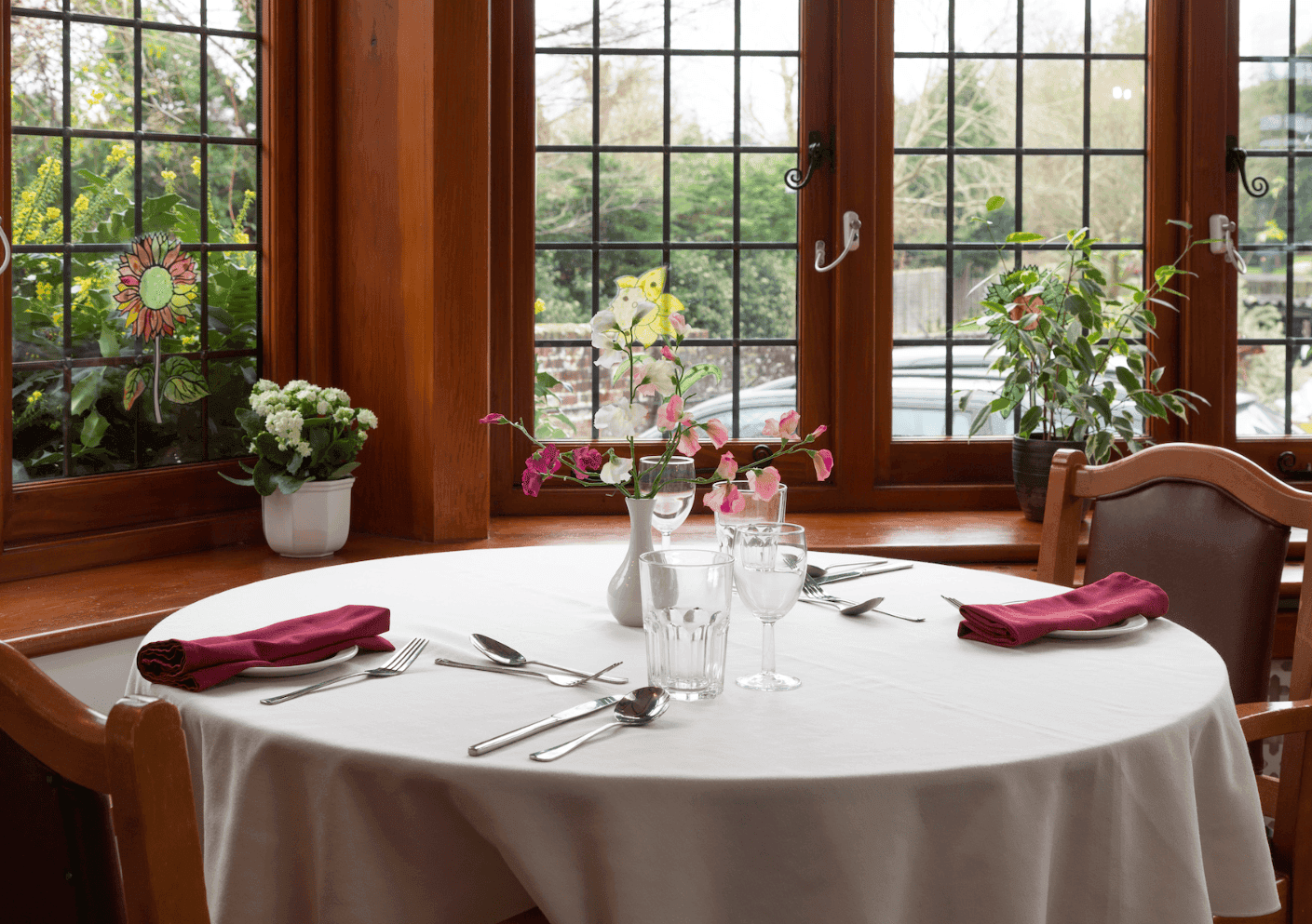 Dining room of Kettlewell House care home in Woking, Surrey