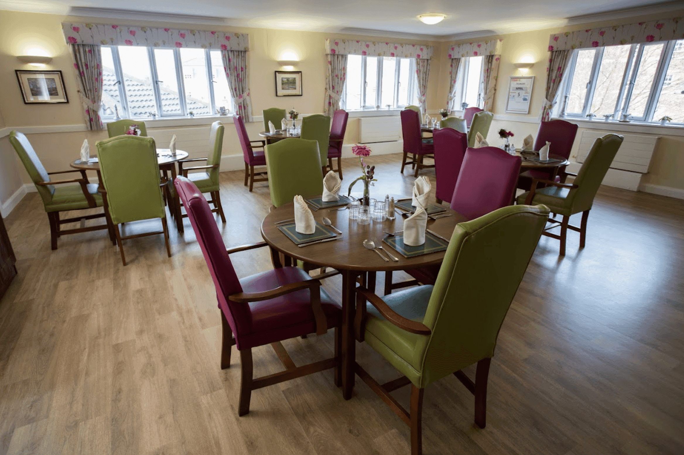 Dining area of Aston Court in Sutton Coldfield, Warwickshire