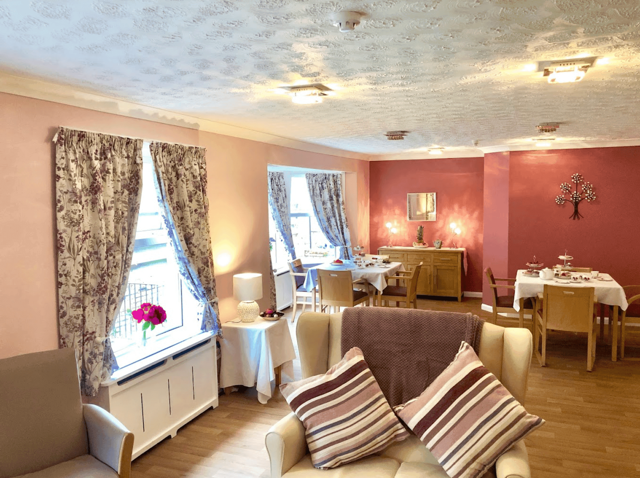 Lounge of Burnfoot care home in Ayr, Scotland