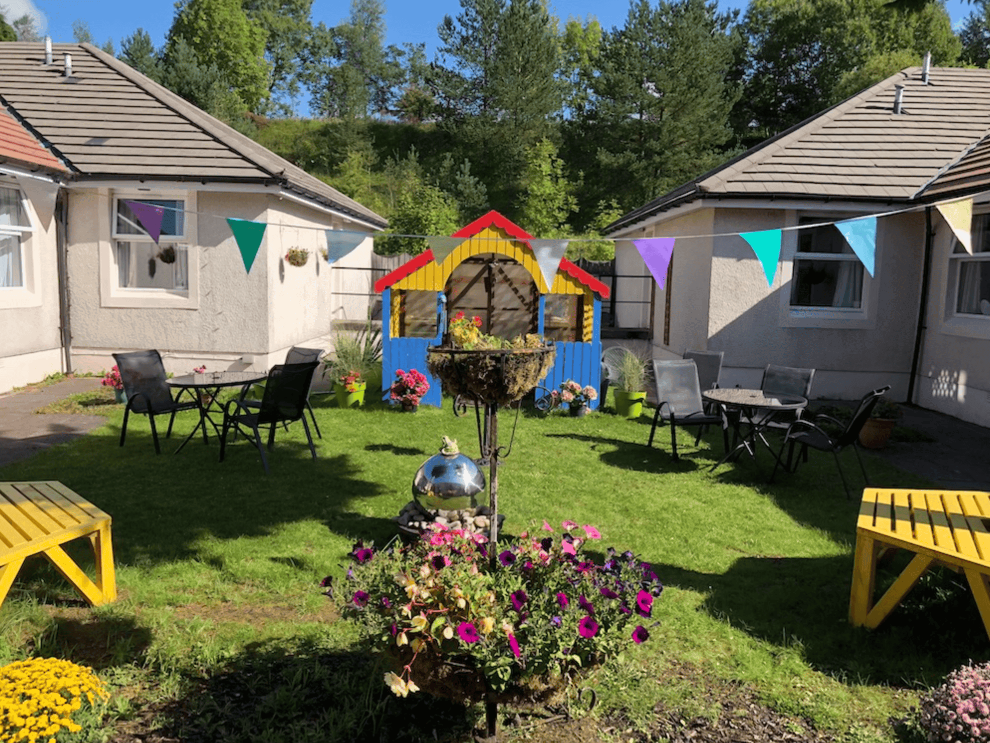 Garden of Burnfoot care home in Ayr, Scotland