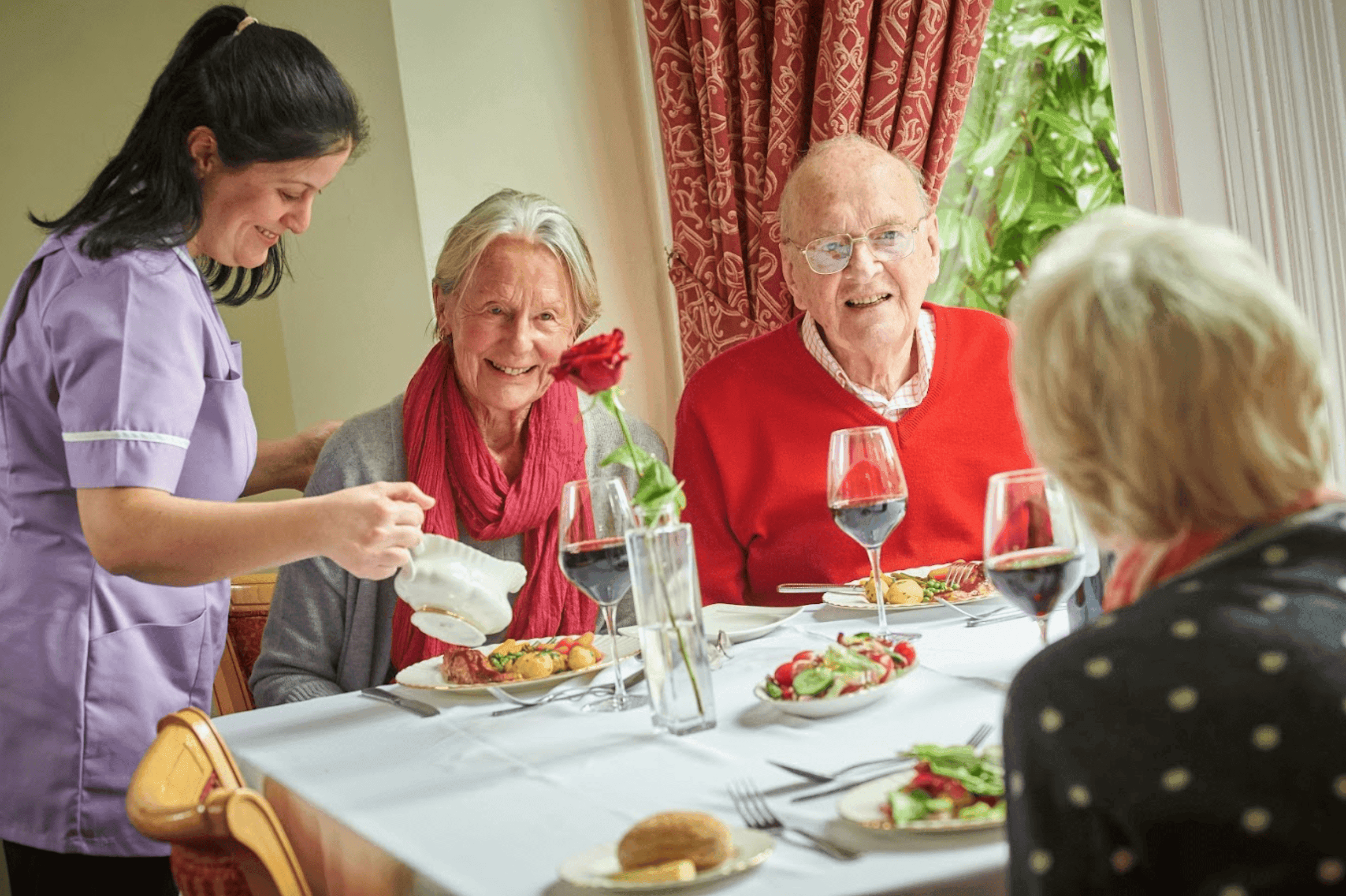 Dining area of Priors Mead Care Home in Reigate, Surrey