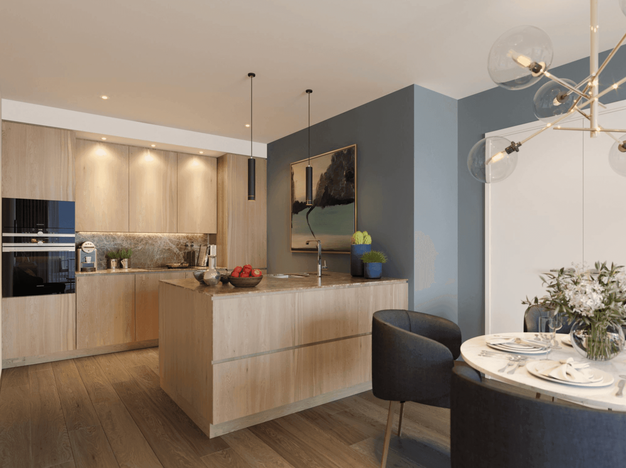 Kitchen of The Beckett retirement development in Tunbridge Wells, Kent