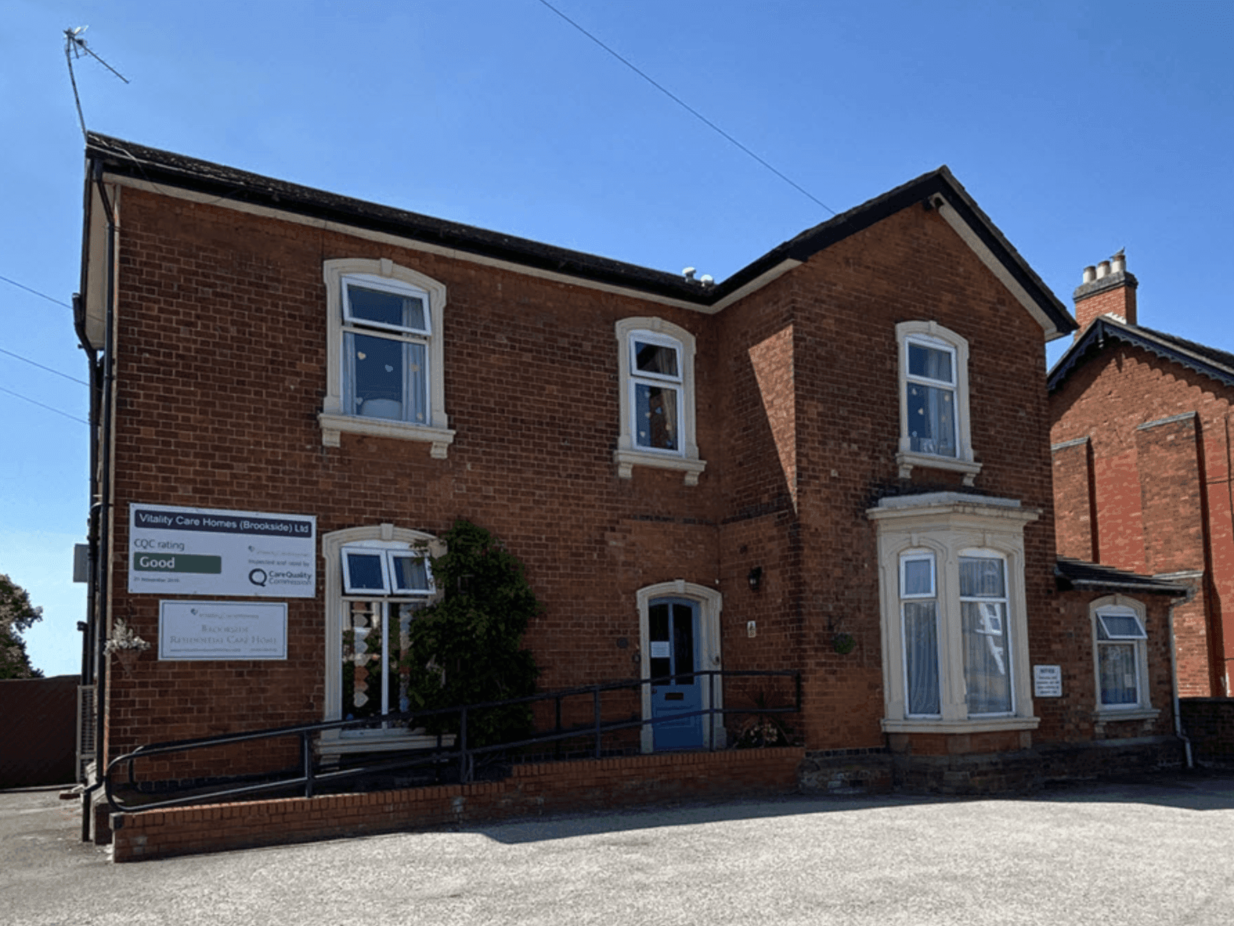 Exterior of Brookside Care Home in Stafford, Staffordshire