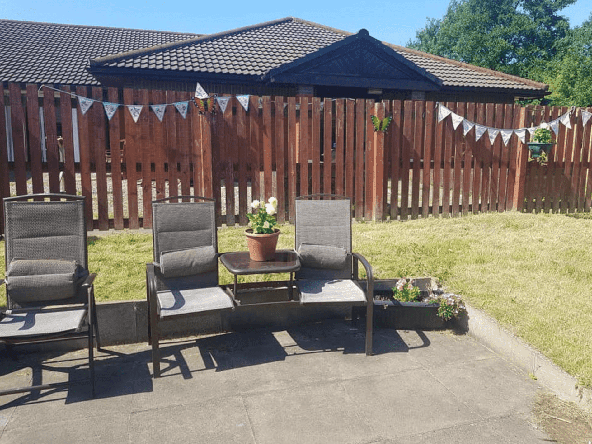 Garden of Bedford care home in Leigh, Wigan