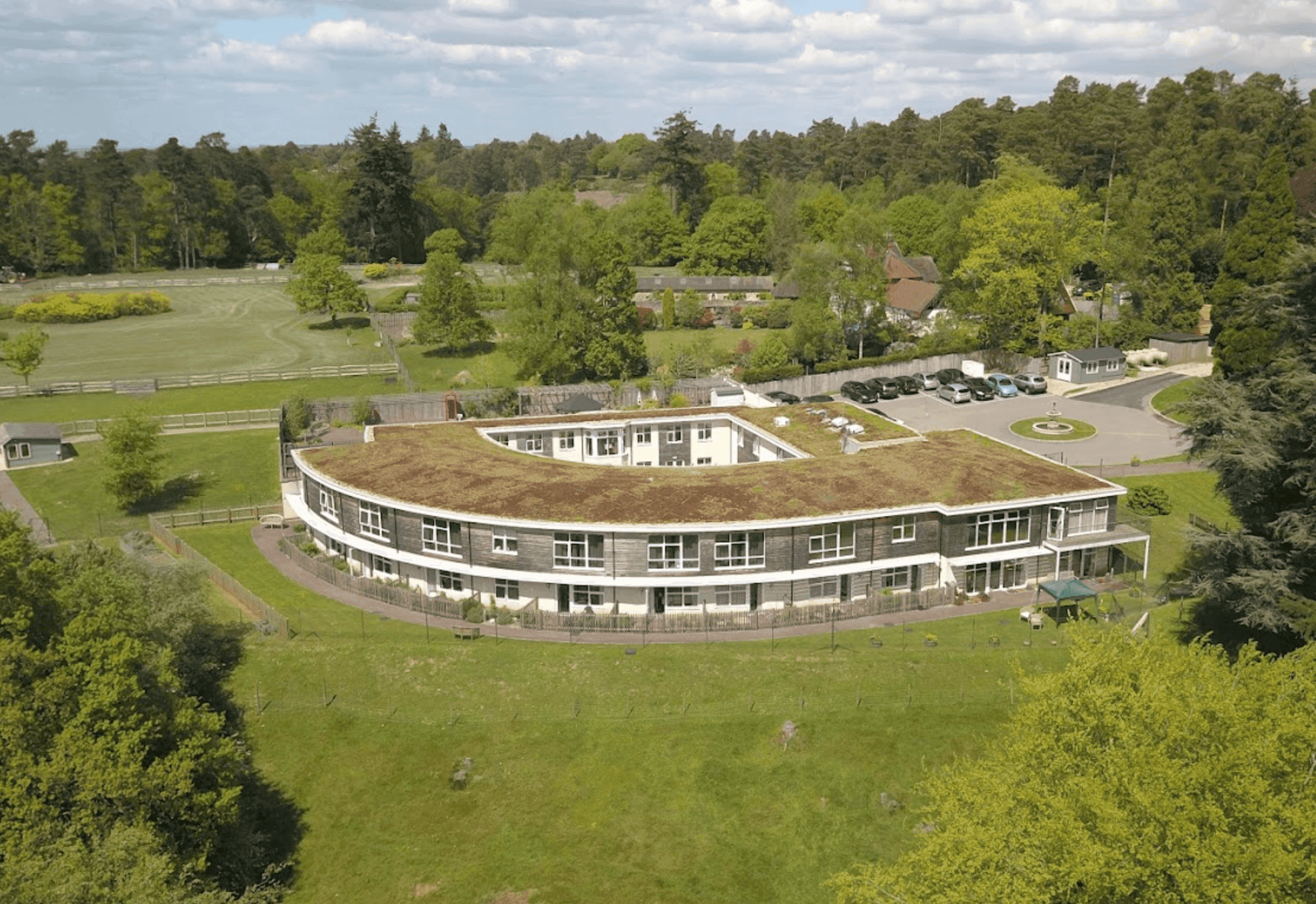 Exterior of  Langham Court care home in Surrey