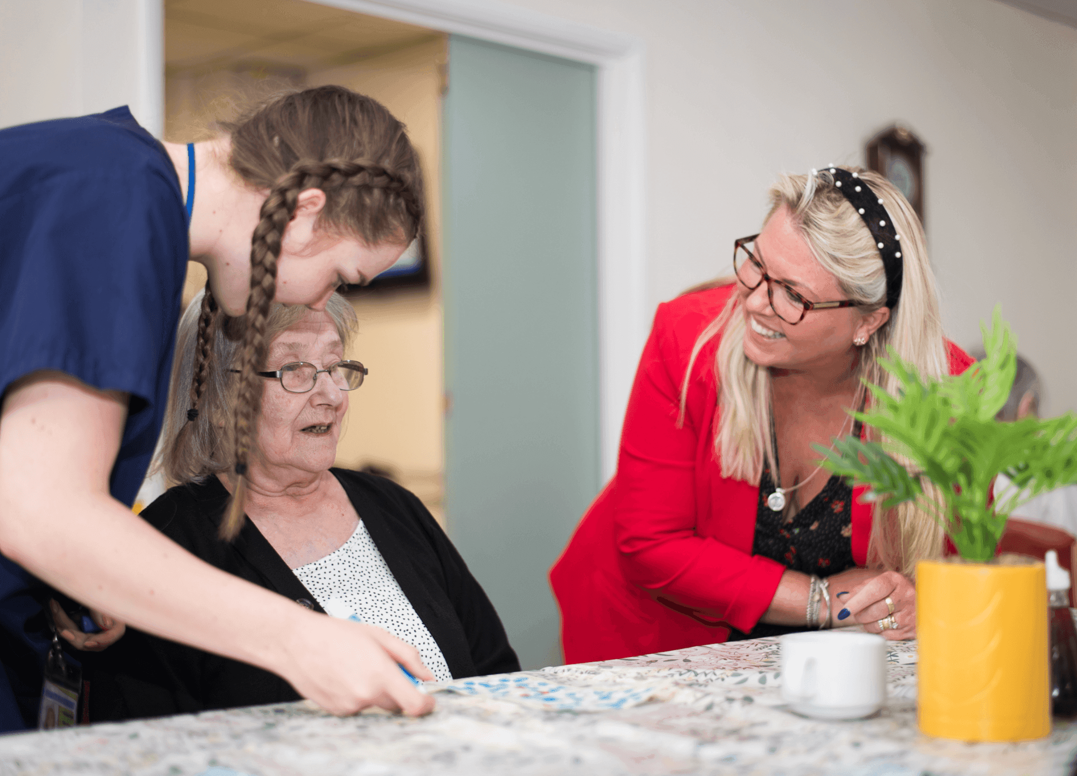 Staff and residents of Pen-y-Bont care home in Blaenau Gwent, Wales