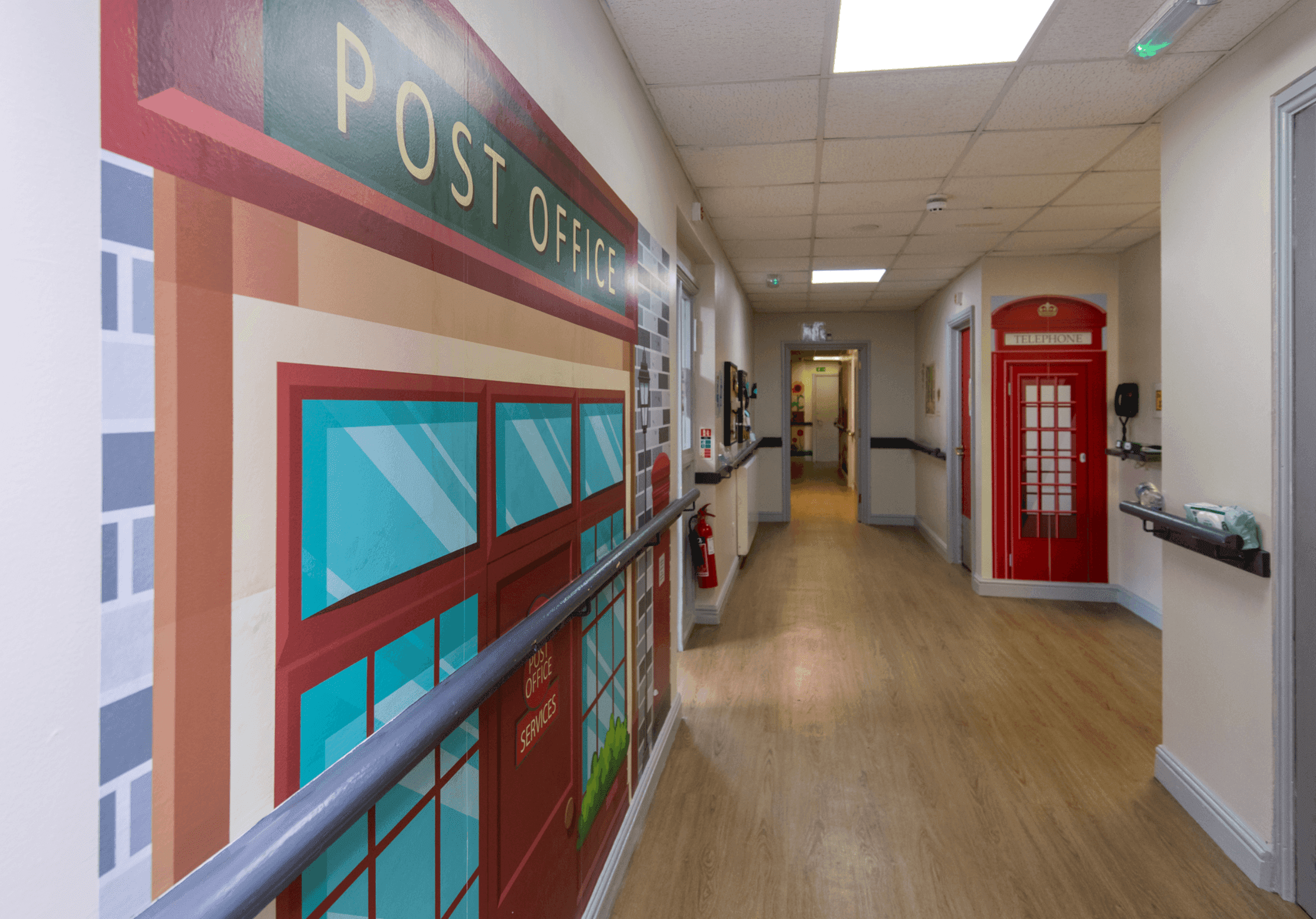 Hallway of Pen-y-Bont care home in Blaenau Gwent, Wales