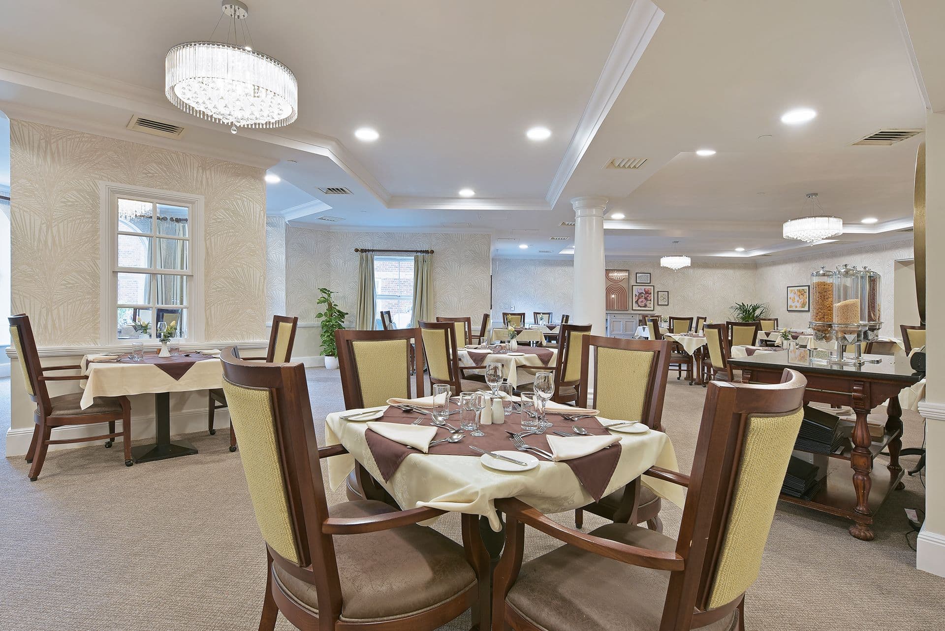 Dining area of Westbourne Tower care home in Bournemouth, Hampshire