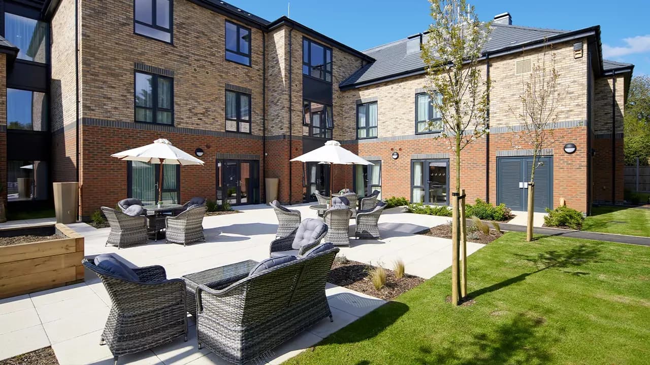 Garden at Squires Mews Care Home in Northampton, Northamptonshire