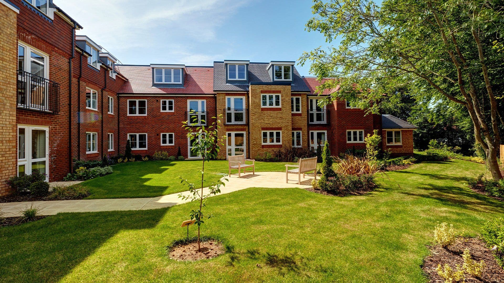 Garden of Stanley Lodge Retirement Development in Epsom, Surrey