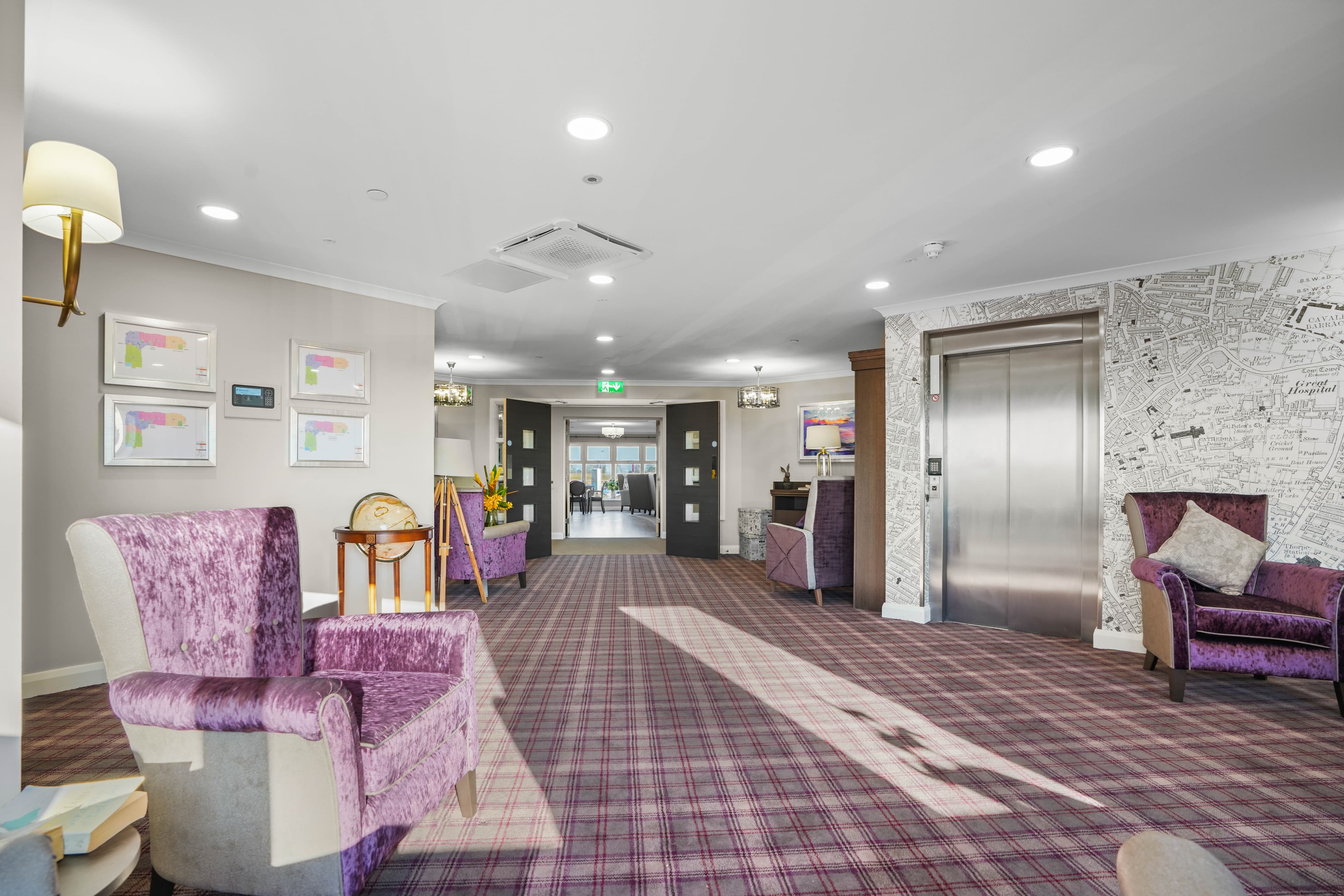 Reception area of Cedar Falls care home in Spalding, Lincolnshire