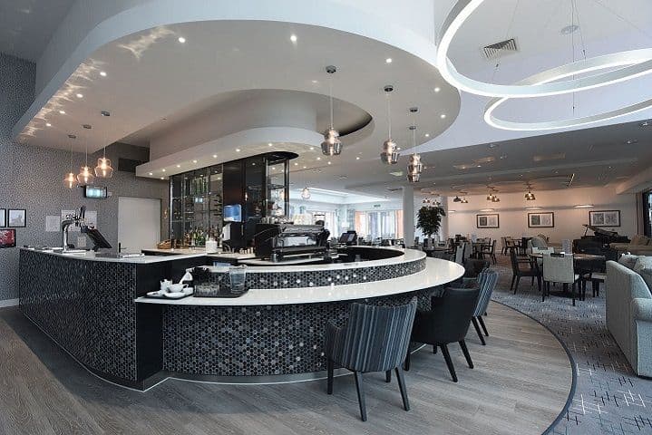 Bar area of Hughenden Gardens Village retirement development in High Wycombe, Buckinghamshire