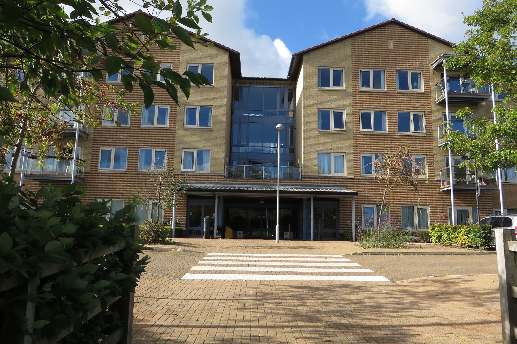 Exterior of Lovat Fields Village retirement development in Willen, Buckinghamshire