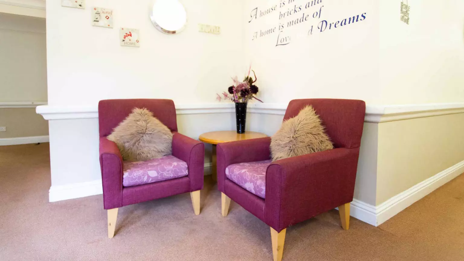 Lounge of The Mead care home in Borehamwood, Hertfordshire