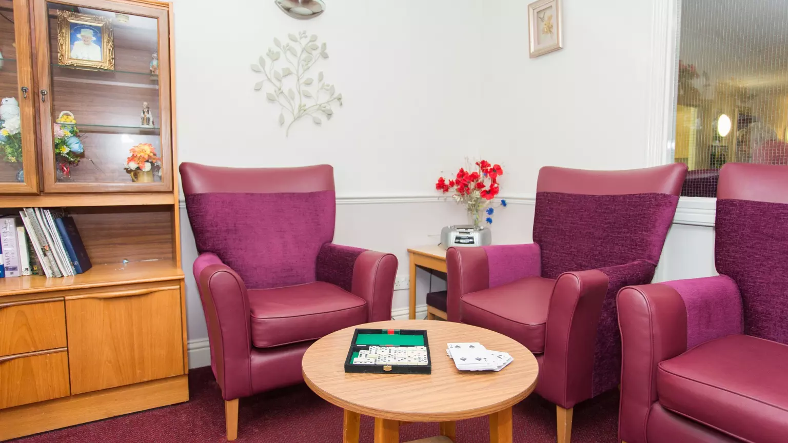 Lounge of The Mead care home in Borehamwood, Hertfordshire