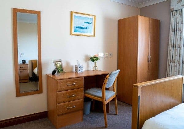 Bedroom at The Rosary Nursing Home, Durleigh, Somerset