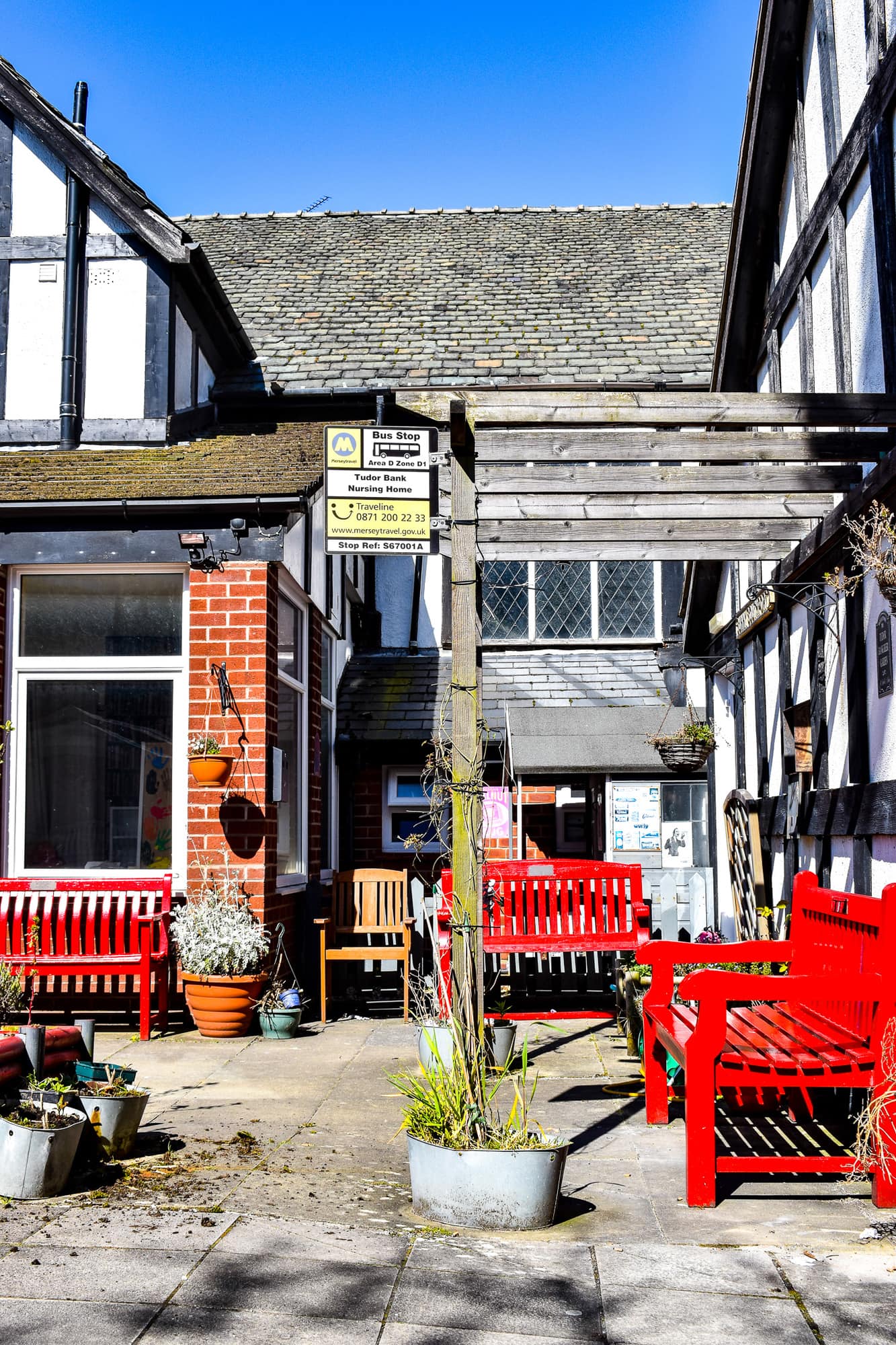 Bus stop & Exterior at Tudor Bank Care Home, Southport