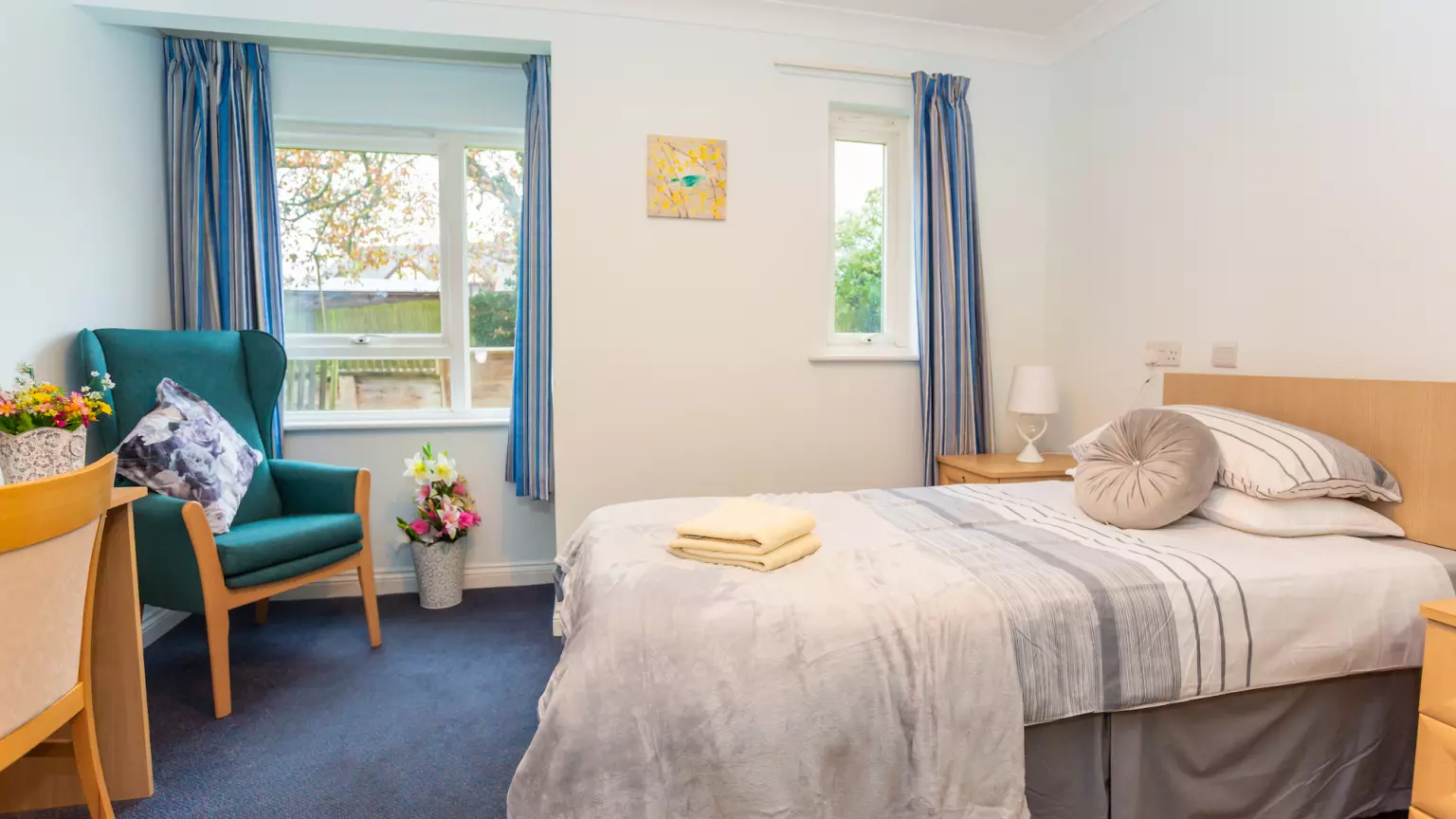 Bedroom of Tye Green Lodge care home in Harlow, Essex