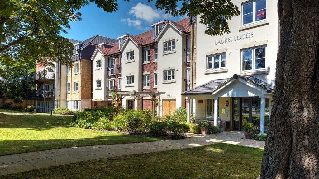 Garden area of Laurel Lodge retirement development in Sutton, Greater London