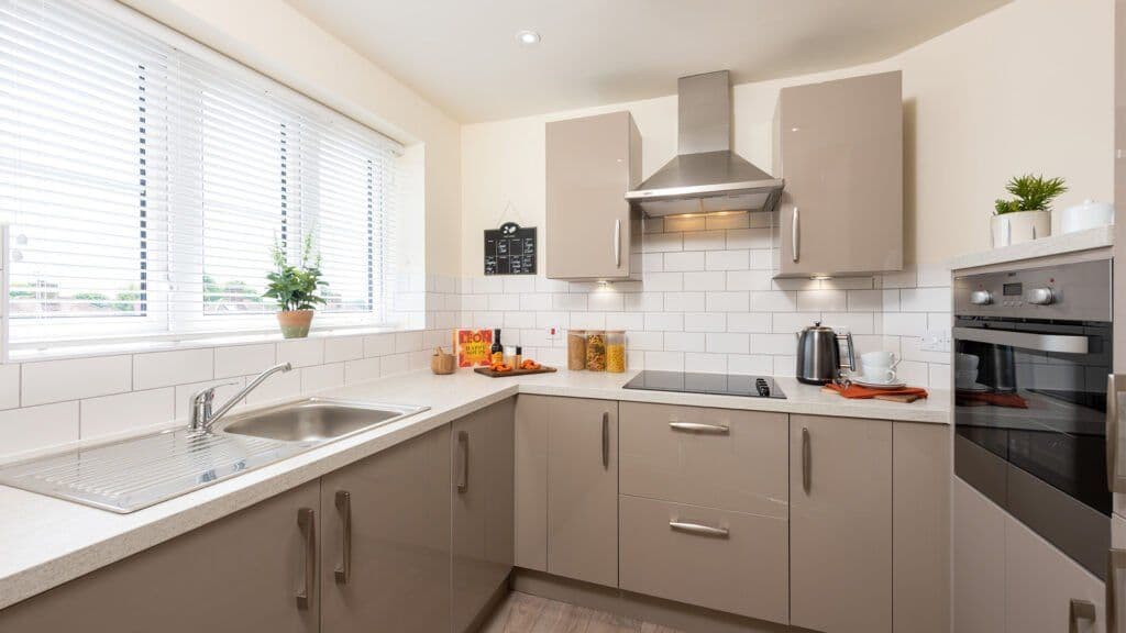 Kitchen of Colebrook Lodge retirement development in Reigate, Surrey