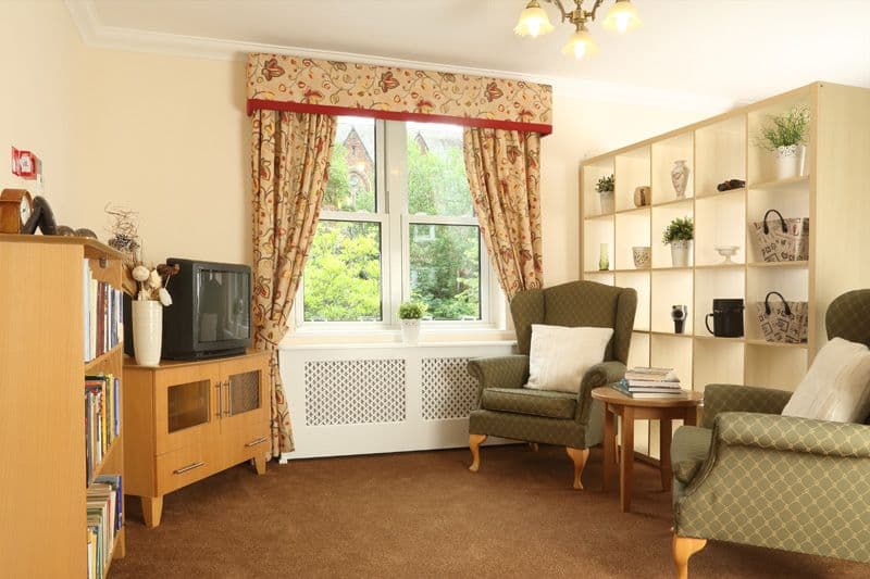 Lounge of Ventress Hall care home in Darlington, County Durham