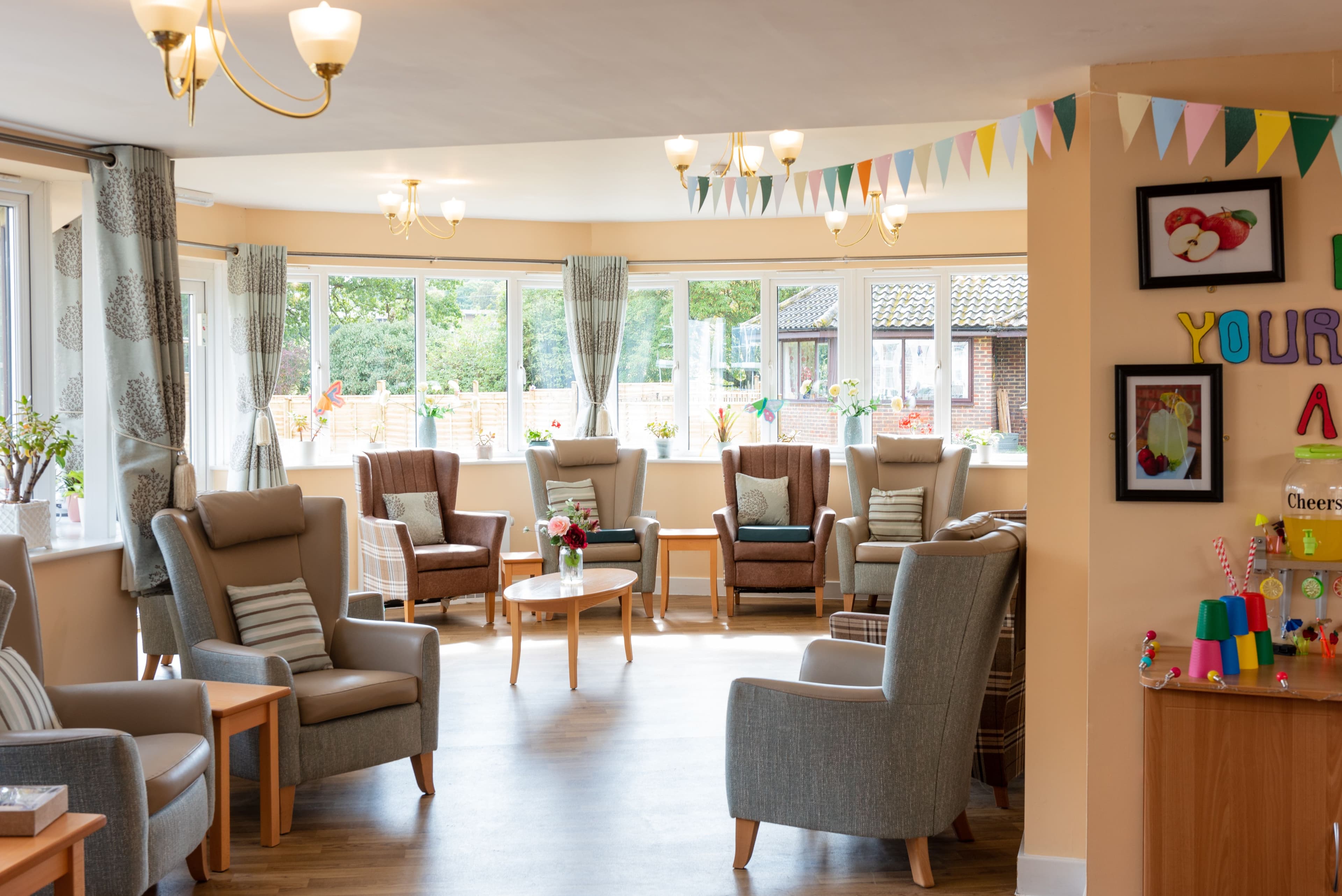 Lounge of Warren Lodge care home in Wokingham, Berkshire