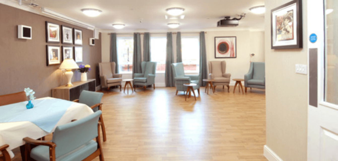 The communal area at Westhaven Care Home in Wirral, Merseyside